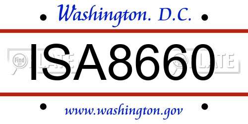 ISA8660 District Of Columbia License Plate