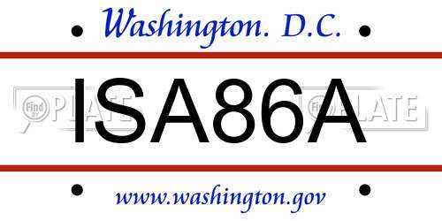 ISA86A District Of Columbia License Plate