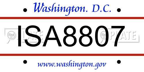 ISA8807 District Of Columbia License Plate