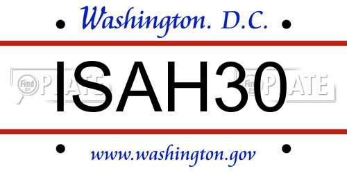 ISAH30 District Of Columbia License Plate
