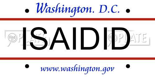 ISAIDID District Of Columbia License Plate