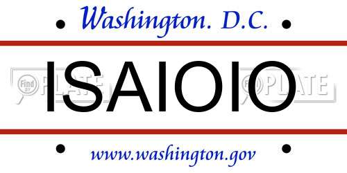 ISAIOIO District Of Columbia License Plate