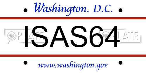 ISAS64 District Of Columbia License Plate