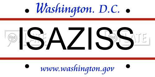 ISAZISS District Of Columbia License Plate