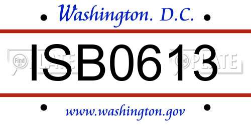 ISB0613 District Of Columbia License Plate