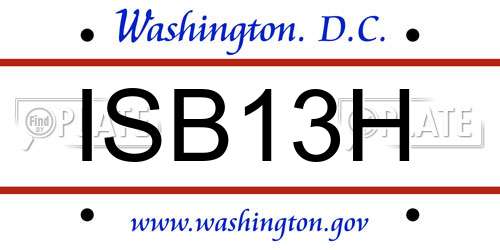 ISB13H District Of Columbia License Plate