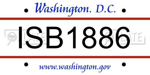 ISB1886 District Of Columbia License Plate