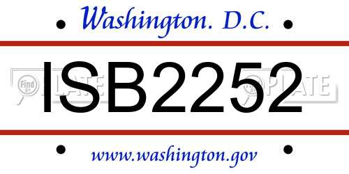 ISB2252 District Of Columbia License Plate