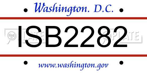 ISB2282 District Of Columbia License Plate