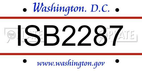 ISB2287 District Of Columbia License Plate