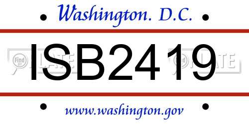 ISB2419 District Of Columbia License Plate