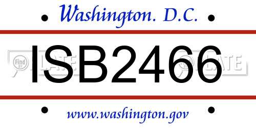 ISB2466 District Of Columbia License Plate