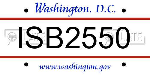 ISB2550 District Of Columbia License Plate