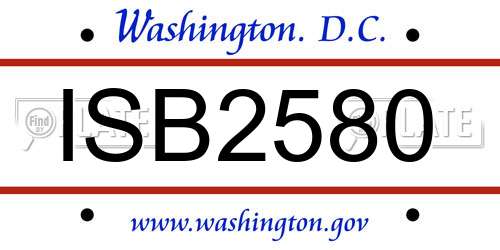 ISB2580 District Of Columbia License Plate