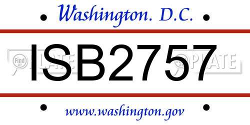 ISB2757 District Of Columbia License Plate