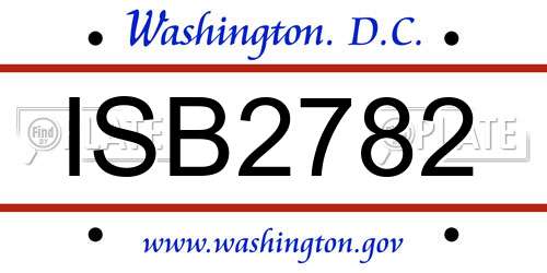 ISB2782 District Of Columbia License Plate