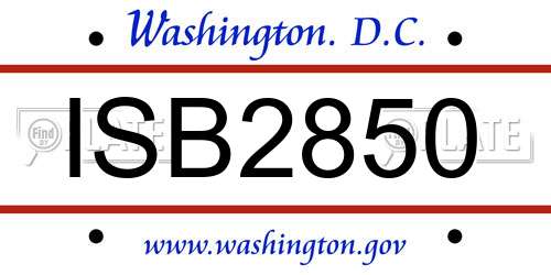 ISB2850 District Of Columbia License Plate