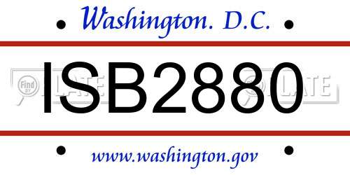 ISB2880 District Of Columbia License Plate