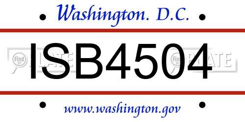 ISB4504 District Of Columbia License Plate