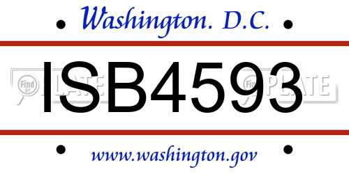 ISB4593 District Of Columbia License Plate