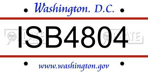 ISB4804 District Of Columbia License Plate