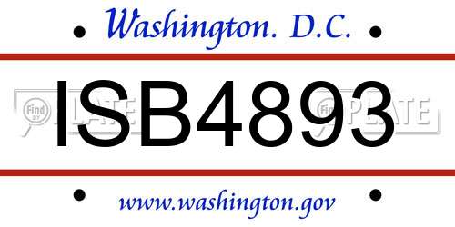 ISB4893 District Of Columbia License Plate