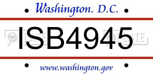 ISB4945 District Of Columbia License Plate