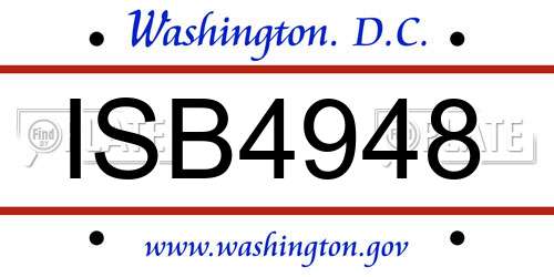 ISB4948 District Of Columbia License Plate