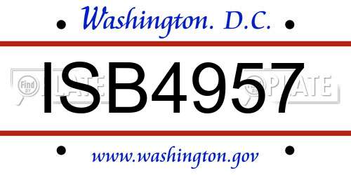 ISB4957 District Of Columbia License Plate