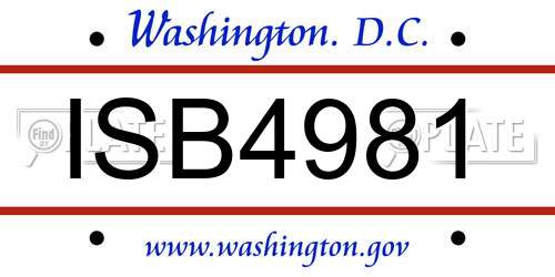 ISB4981 District Of Columbia License Plate