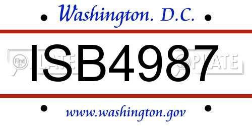ISB4987 District Of Columbia License Plate