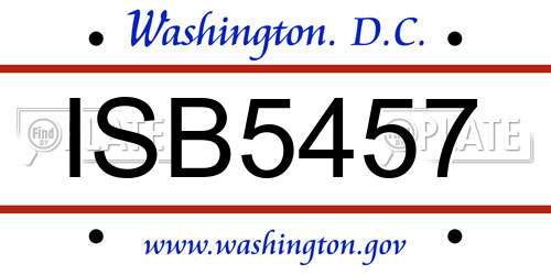 ISB5457 District Of Columbia License Plate