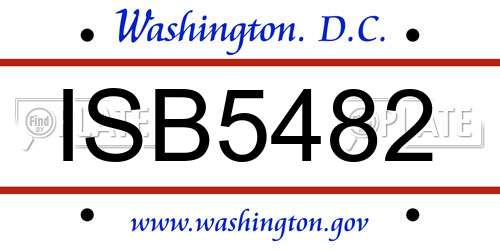 ISB5482 District Of Columbia License Plate