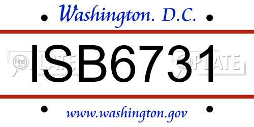 ISB6731 District Of Columbia License Plate