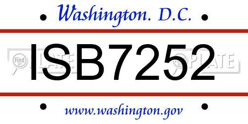 ISB7252 District Of Columbia License Plate