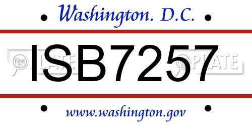 ISB7257 District Of Columbia License Plate