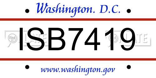 ISB7419 District Of Columbia License Plate