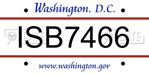 ISB7466 District Of Columbia License Plate