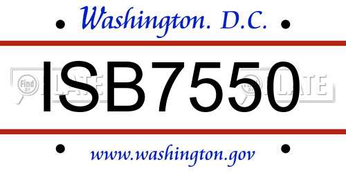 ISB7550 District Of Columbia License Plate
