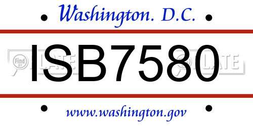 ISB7580 District Of Columbia License Plate