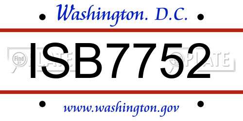 ISB7752 District Of Columbia License Plate