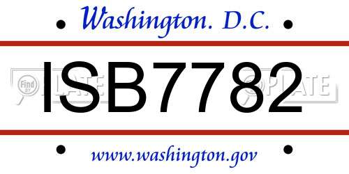 ISB7782 District Of Columbia License Plate