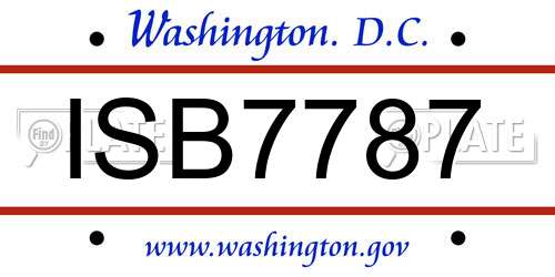 ISB7787 District Of Columbia License Plate