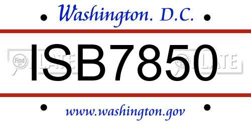 ISB7850 District Of Columbia License Plate