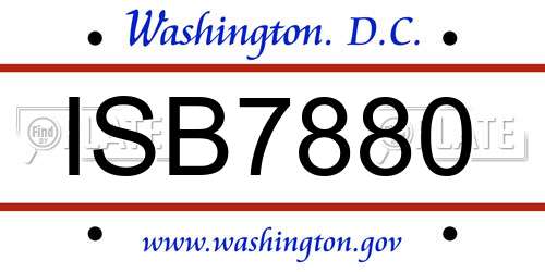 ISB7880 District Of Columbia License Plate