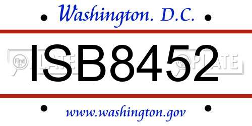 ISB8452 District Of Columbia License Plate