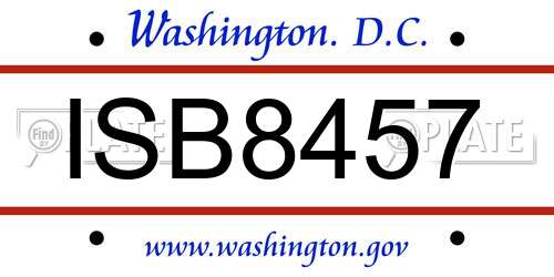 ISB8457 District Of Columbia License Plate
