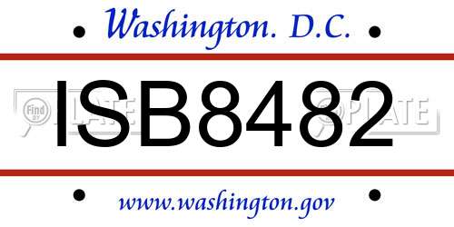 ISB8482 District Of Columbia License Plate