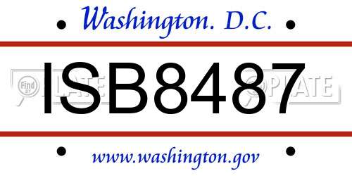 ISB8487 District Of Columbia License Plate