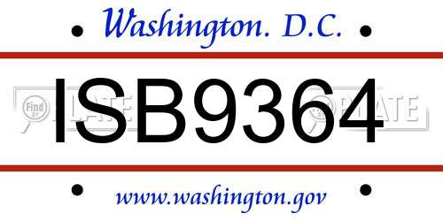 ISB9364 District Of Columbia License Plate